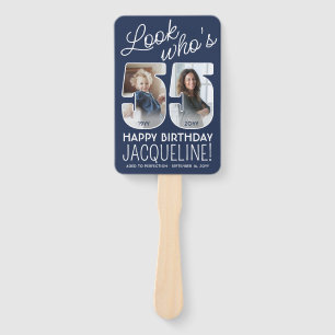 DIY Colours • Look Who's 55 Happy Birthday 4 Photo Hand Fan
