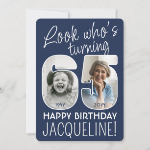 DIY Colours • Look Who's 65 Birthday Party 2 Photo Invitation