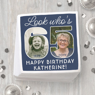 DIY Colours • Look Who's 65 Birthday Party 2 Photo Napkin