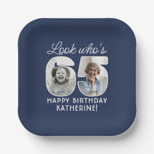 DIY Colours • Look Who's 65 Birthday Party 2 Photo Paper Plate
