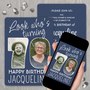 DIY Colours • Look Who's 70 Birthday Party 2 Photo Invitation