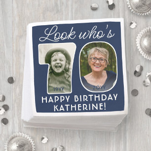 DIY Colours • Look Who's 70 Birthday Party 2 Photo Napkin