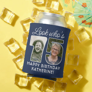 DIY Colours • Look Who's 75 Birthday Party 2 Photo Can Cooler