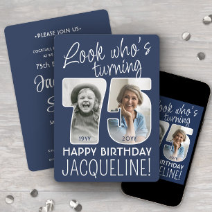 DIY Colours • Look Who's 75 Birthday Party 2 Photo Invitation