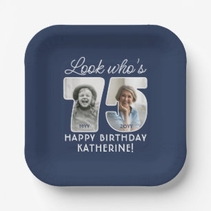 DIY Colours • Look Who's 75 Birthday Party 2 Photo Paper Plate