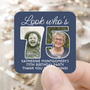 DIY Colours • Look Who's 75 Birthday Party 2 Photo Square Sticker