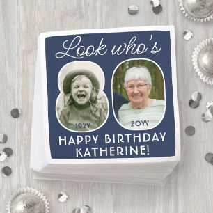 DIY Colours • Look Who's 80 Birthday Party 2 Photo Napkin