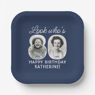 DIY Colours • Look Who's 80 Birthday Party 2 Photo Paper Plate