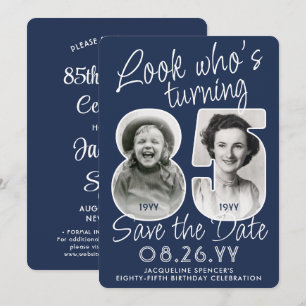 DIY Colours • Look Who's 85 Birthday Party 2 Photo Save The Date