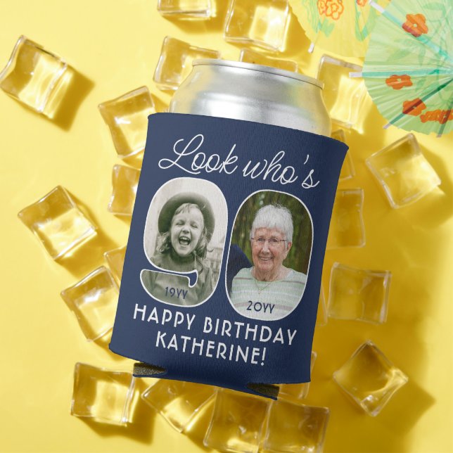 DIY Colours • Look Who's 90 Birthday Party 2 Photo Can Cooler (In Situ Summer)