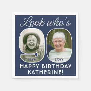 DIY Colours • Look Who's 90 Birthday Party 2 Photo Napkin