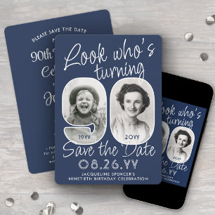 DIY Colours • Look Who's 90 Birthday Party 2 Photo Save The Date