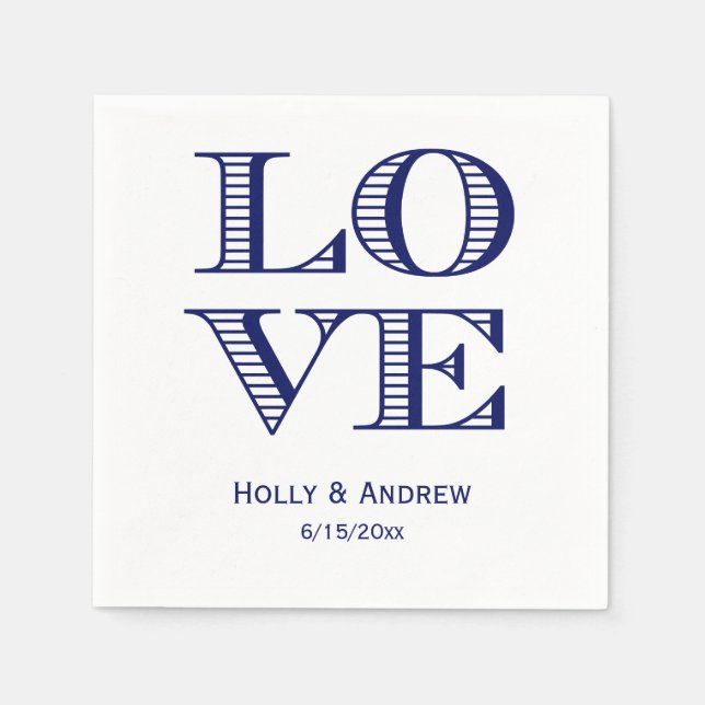 DIY Colours: LOVE Alphabet Square White Blue Napkin (Front)