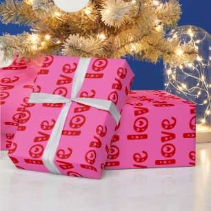 DIY Colours LOVE with Hearts Text #2 Hot Pink Red Wrapping Paper
