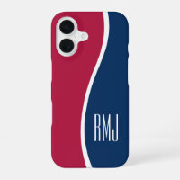 DIY Colours Modern Monogrammed Curve Red White Blu