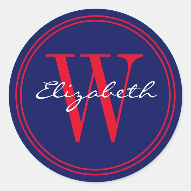 DIY Colours Name Monogram Envelope Seals Red Blue (Front)