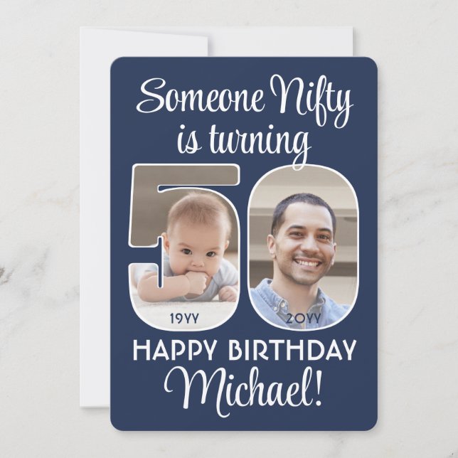 DIY Colours • Nifty Fifty 50th Birthday Party Phot Invitation (Front)