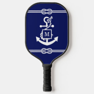 DIY Colours Rope Knot Anchor Monogram Blue White Pickleball Paddle