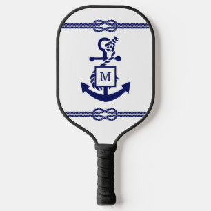 DIY Colours Rope Knot Anchor Monogram White Navy Pickleball Paddle