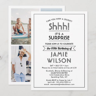 DIY Colours • Shhh! Surprise Birthday Party 4 Phot Invitation