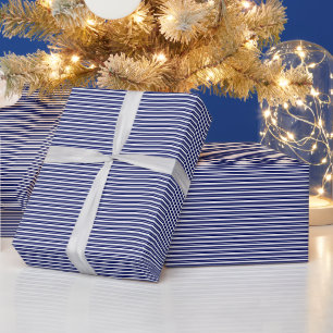 DIY Colours Ticking Stripe Large #3 SV Blue White Wrapping Paper