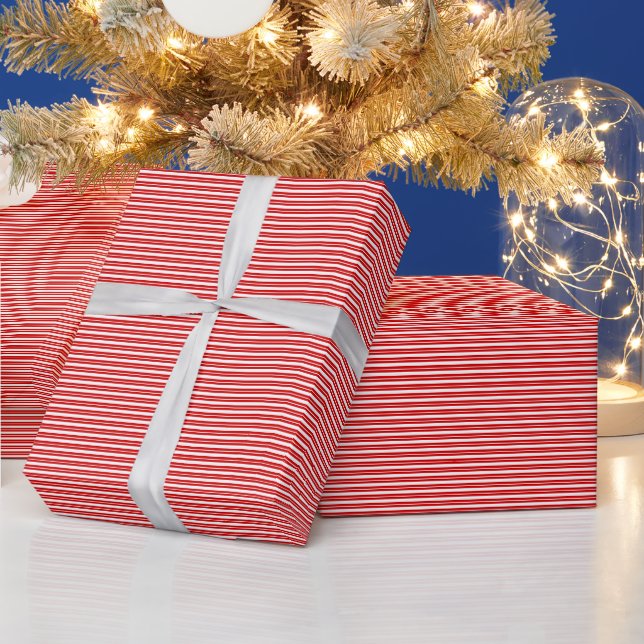 DIY Colours Ticking Stripe Large #3 SV Red White Wrapping Paper (Holidays)