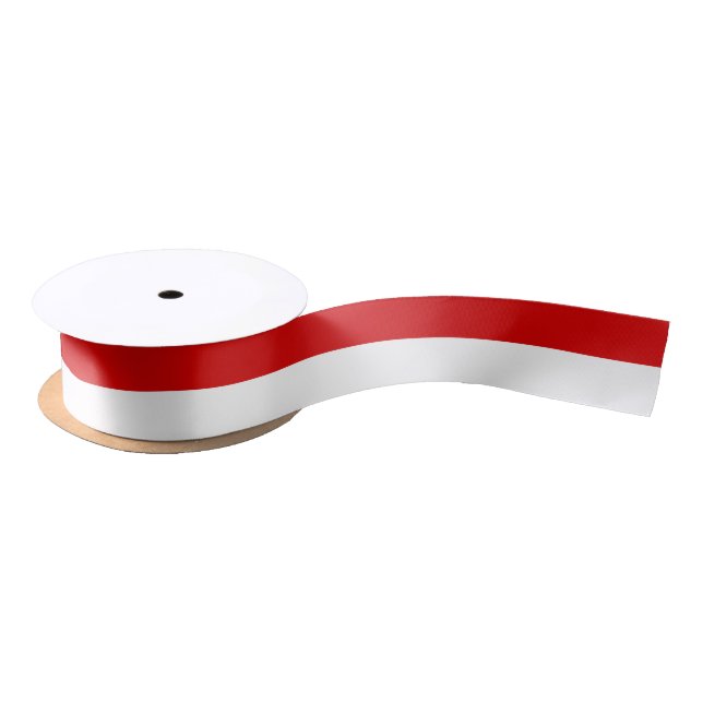 DIY Colours Two Stripes White Red Satin Ribbon (Spool)