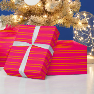 DIY Colours Uneven Stripes #2 Raspberry Orange Wrapping Paper