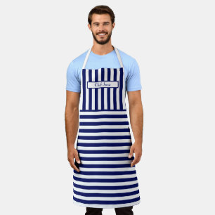 DIY Colours Vertical Horizontal Stripe Blue White Apron