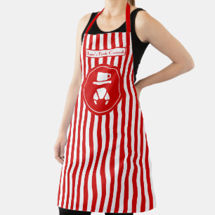 DIY Colours Vertical Stripe Red White Croissant Apron