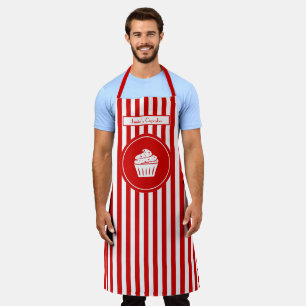DIY Colours Vertical Stripe Red White Cupcake Bake Apron