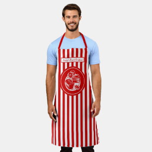 DIY Colours Vertical Stripe Red White Pastry Baker Apron
