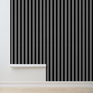 DIY Colours Vertical Uneven Stripes #3 Black White Wallpaper