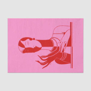 DIY Colours Vintage Art Deco Lady With Pearls Red  Tissue Paper