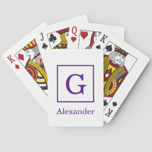 DIY Colours White Purple Framed Initial Monogram S Playing Cards