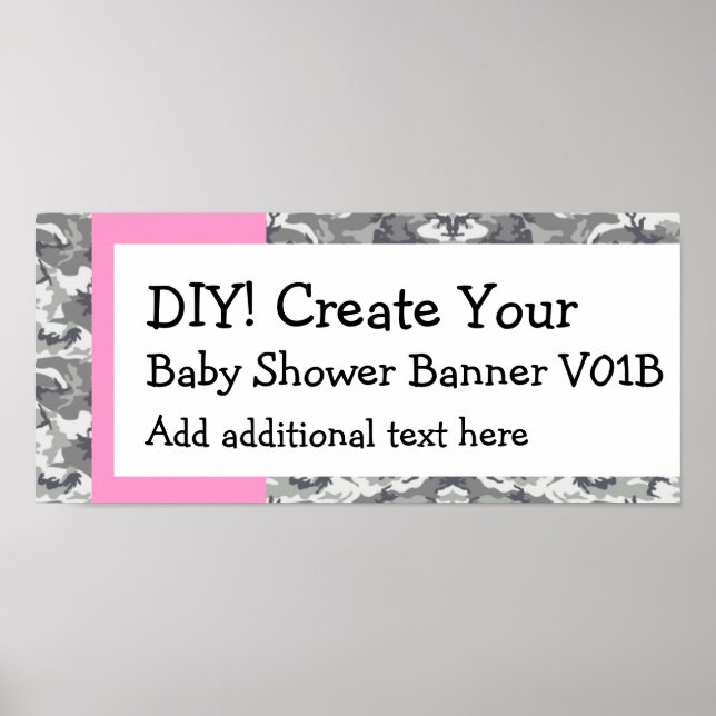 DIY Create Your Own Baby Shower Banner CAMO Poster (Front)