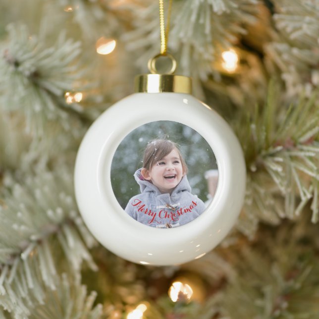 DIY Create Your Own Personalised Photo Holiday Ceramic Ball Christmas Ornament (Tree)