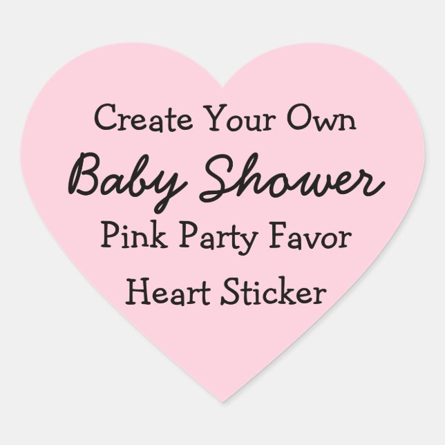 DIY Create Your Own Pink Baby Shower Favour Sticke Heart Sticker (Front)