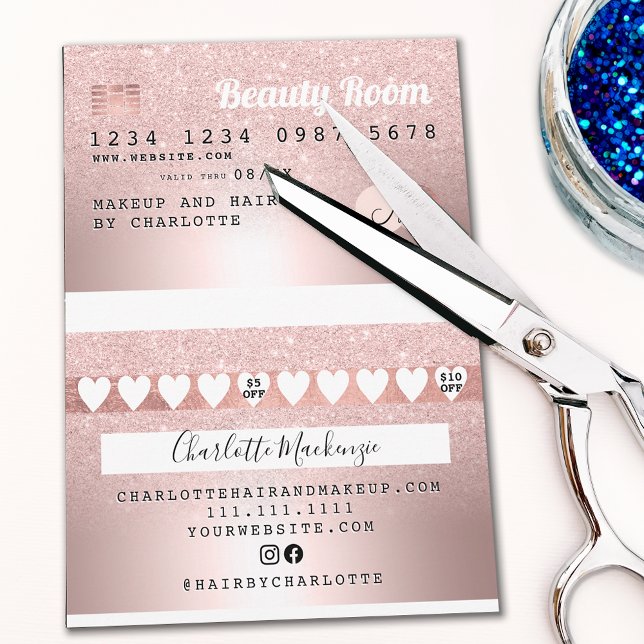 DIY Credit card rose gold metallic glitter loyalty (Credit card rose gold metallic glitter loyalty)