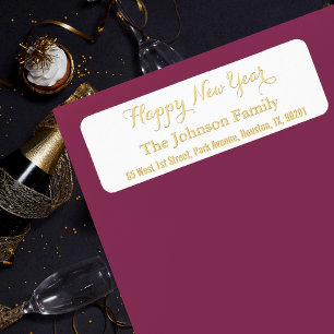 DIY Custom Faux Gold Happy New Year Return Address