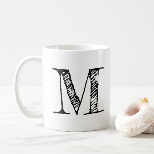 DIY Custom Personalised Black Monogram Initial Tea Coffee Mug