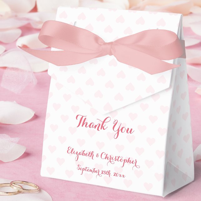 DIY Custom Personalised Elegant Script Pink Hearts Favour Box (DIY Custom Personalized Elegant Script Pink Hearts Favor Boxes)
