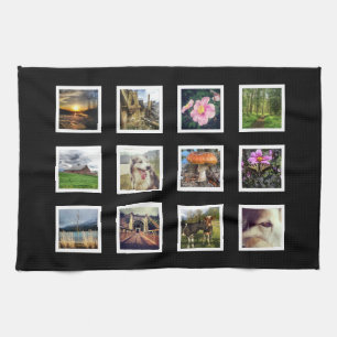 DIY Custom Photo Collage with 12 Photos Tea Towel