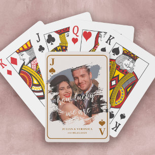 DIY Custom Photo How Lucky We Are Couple Playing Cards