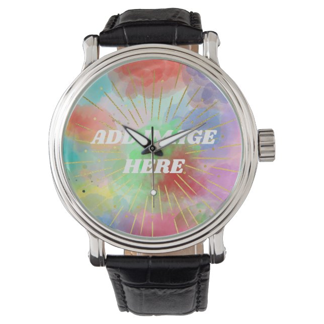 DIY Customised Colourful Summer Watercolor Clouds Watch (Front)