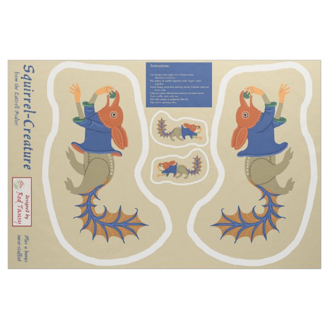 DIY Cut & Sew Luttrell Psalter Squirrel Fabric (Yard)