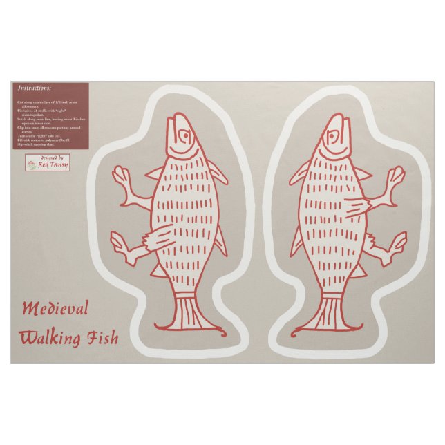 DIY Cut & Sew Mediaeval Walking Fish Fabric (Yard)