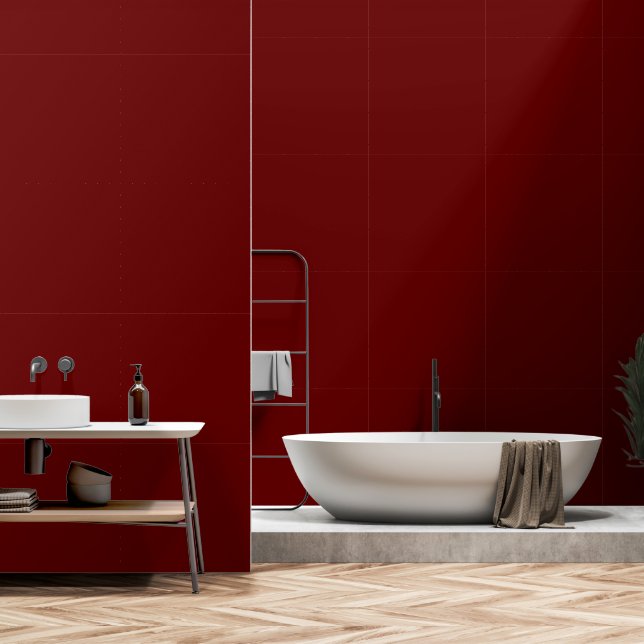 DIY Dark Red Simple Authority® Wallpaper (Bathroom)
