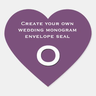 DIY Design Your Custom Colour Wedding Monogram V1 Heart Sticker
