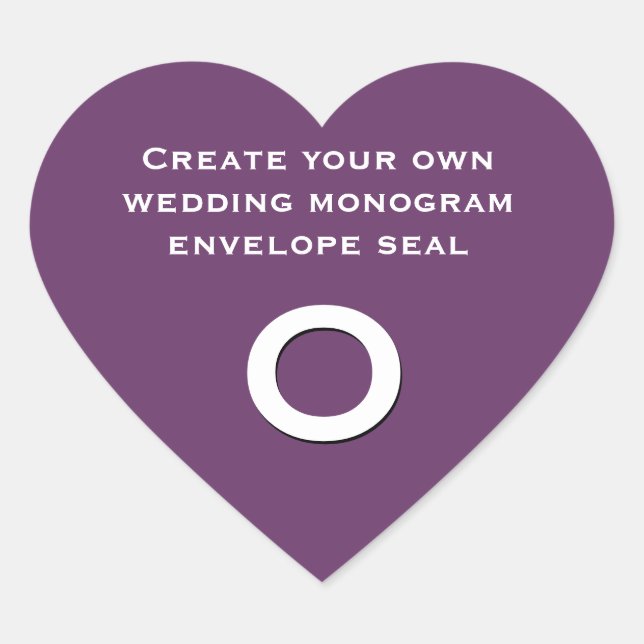 DIY Design Your Custom Colour Wedding Monogram  V1 Heart Sticker (Front)